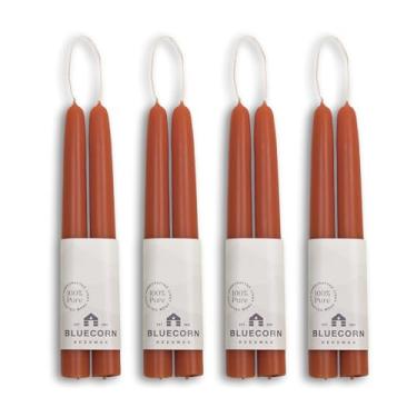 Imagem de Bluecorn Velas cônicas de cera de abelha 100% pura – terracota | 20 cm sem cheiro, velas mergulhadas à mão | Natural, não tóxica, sem parafina e sem soja | Pacote com 8 | Feito nos EUA