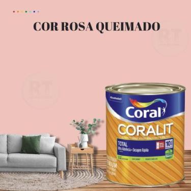Imagem de Esmalte Sintético Base Água Coral Coralit 800ml Brilhante Cor Rosa par