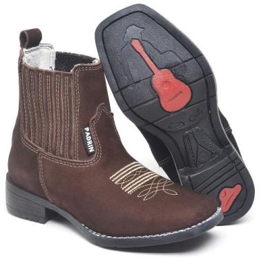 Imagem de Botina Infantil Masculina Ref.:090 Cowboy Agro Couro Nobuck Peão Moda 