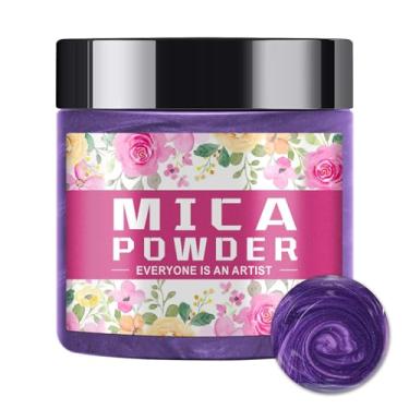 Imagem de Ninesung Pó de mica roxa para fabricação de sabão - pigmento vibrante para resina epóxi, bombas de banho, geleca, velas e artesanato DIY - não tóxico, seguro para a pele, brilho ultrafino (roxo, 60 g)
