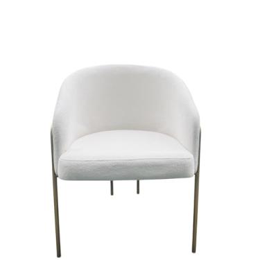 Imagem de Poltrona Decorativa Estofada em Aço Dourado Maitê - Exclusiva Bouclé Off White