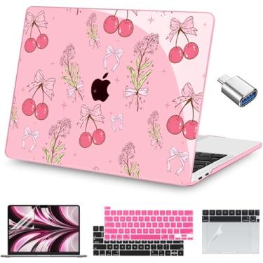 Imagem de Teryeefi Capa para MacBook Pro de 13 polegadas A2338 M2 M1 Chip A2251 A2289 A2159 A1989 A1706 (2025 2024 2023 2022-2016), capa rígida rosa transparente com capa de teclado, adaptador tipo C, rosa