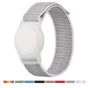 Imagem de Pulseira AirTag Yiurcy para crianças com pulseira de nylon cinza