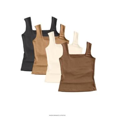 Imagem de Kit 4 Regata Lisa Feminina Elegante Suplex Verão - Blitz Feminina, Pre