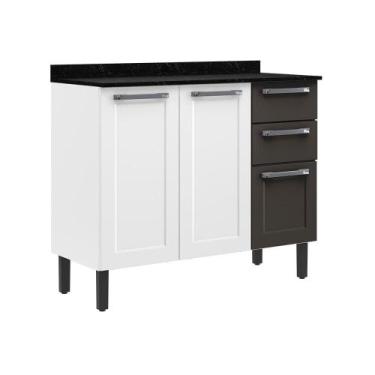 Imagem de Balcão Itatiaia 3 Portas 2 Gavetas Branco/Grafite Florença