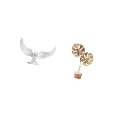 Imagem de Fenteer Estatueta de Metal em Resina com Folha de Anjo, Ornamento, Escultura, Artesanato Abstrato Criativo, Decoração para Escritório, Inauguração de Casa, Es