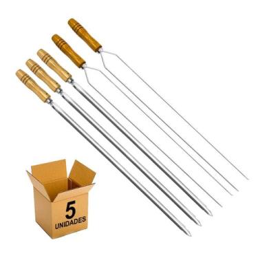 Imagem de Espeto Inox Matrinox Lâmina 70cm Simples e Duplo 5 unid.