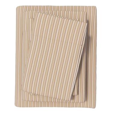 Imagem de Great Bay Home Jogo de lençóis de flanela king size - 100% algodão turco, escovado, xadrez e listrado, ultramacio, aconchegante, conjunto de cama de 4 peças (listras tonais)