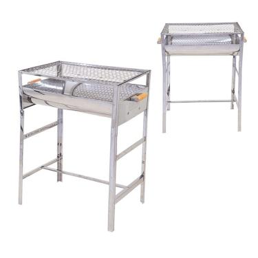 Imagem de Churrasqueira Cariocão Grelha Moeda Inox Com Alças Madeira - Gudim