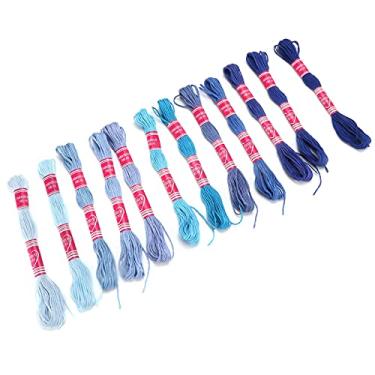 Imagem de Generic Linha de Poliéster, Conjunto de Linha de Bordar Resistente, 12 Peças, Ferramenta Prática de Artesanato para Família, Amigos, Meninos, Meninas, Artesanato Diy (Cor Azul)