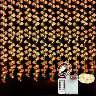 Imagem de 12 peças de plantas falsas de videiras artificiais de 2,3 m, guirlanda de videira falsa com luz de fada, 100 luzes de cordão de LED com controle remoto, trepadeiras falsas para casa, quarto, jardim