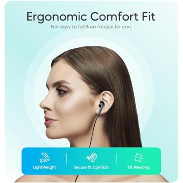 Imagem de schainyan Fones de ouvido com fio com microfone e cancelamento de ruído, fones de ouvido plug-in com fio de 3,5 mm, fones de ouvido para jogos com microfone, fones de ouvido auxiliares preto escuro