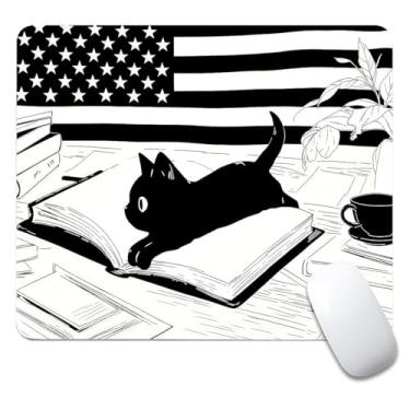 Imagem de CANFLASHION Mouse pad quadrado, mousepad pequeno personalizado com designs, base de borracha antiderrapante para jogos para computadores, laptop, escritório, 240 mm x 200 mm x 3 mm, bandeira americana