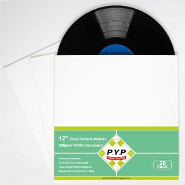 Imagem de Jaquetas de disco de vinil LP de 20 quilates, 350 g/m², capas de papelão branco, álbum em branco para mangas externas, sem orifício central, para coleção de CDs