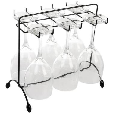 Imagem de Porta Taças de Vinho Utimil Preto Suporte Aramado de Mesa Bancada para