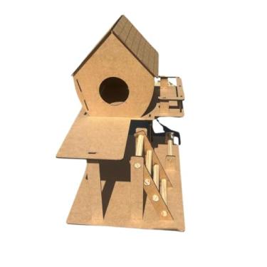 Imagem de Casinha para Calopsita Com Playground Ninho Cabana Toca para pássaros periquito toca MDF cru