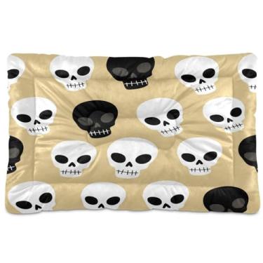 Imagem de Wassud Skulls (2) tapete lavável para animais de estimação tapete antiderrapante para cama de viagem para ambientes internos e externos, 45,7 x 61 cm