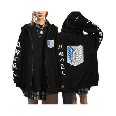 Imagem de Moletom Unissex Com Estampa Gráfica De Attack on Titan, Zíper, Casual 