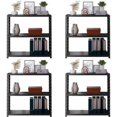 Imagem de 4 Estantes Armário De Aço 70cm Resistente 3 Bandejas Multiuso Para Qua