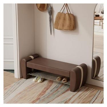 Imagem de Armários para sapatos com prateleiras para sapatos Banco de armazenamento sapatos, organizador entrada, banco Rack 1 camada com assento acolchoado, para corredor, sala estar, quarto(Brown)