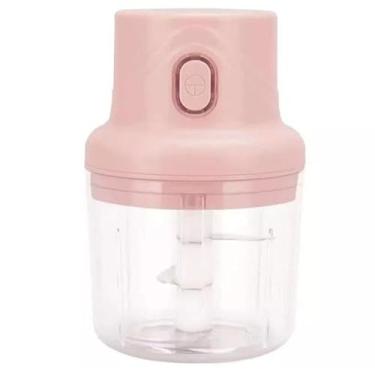 Imagem de mini picador de alimentos elétrico 3 lâminas 250 ml (rosa)