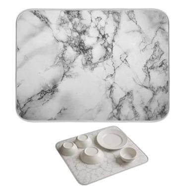 Imagem de Tapete de Secagem Louça Mármore Absorvente Antiderrapante Secagem Rápida Protege Pia Pratos Copos Utensílios