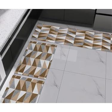 Imagem de Conjunto de tapetes de cozinha antiderrapantes numa variedade de modelos(M 6 Ladrilho Caramelo)