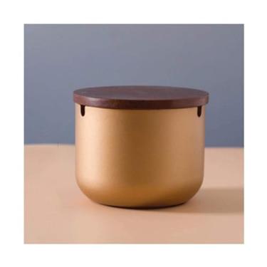 Imagem de Cinzeiro de aço inoxidável com tampa para cigarros, redondo, à prova de vento, bela decoração de mesa, para exterior/interior/escritório/piquenique/acessórios (ouro)