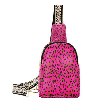 Imagem de CEBUGI Bolsa tiracolo pequena com estampa de leopardo para mulheres, pochetes de couro, bolsa de peito para caminhadas, viagens ao ar livre