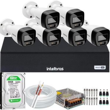 Imagem de Kit Intelbras 6 Cameras Segurança VHD 3220b+ Microfone Audio Full Color 1080p Dvr 3008c 500GB