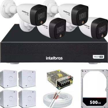 Imagem de Kit 4 Cameras Segurança Intelbras Full Color vhd 1120b Dvr 4ch Full C/ hd 500gb