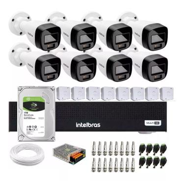 Imagem de Kit 8 Cameras 1120b Full Color Intelbras Dvr 8ch Intelbras Hd 1 Tb