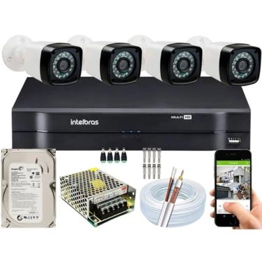 Imagem de Kit Cftv 4 Cameras Segurança Hd Dvr Intelbras 4ch