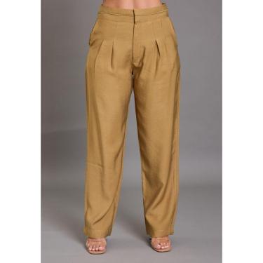 Imagem de Calça Pantalona Feminina com Pregas em Viscose Cor:;Tamanho:G;Idade:Adulto;Genero:Feminino-Feminino