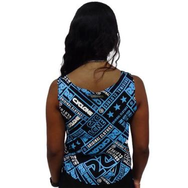 Imagem de Regata Feminina Cyclone Curta Flash, Preto, Azul, P