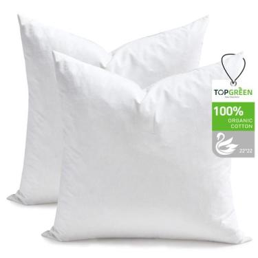 Imagem de Enchimento para almofada TOPGREEN 56x56 cm algodão orgânico, kit com 2
