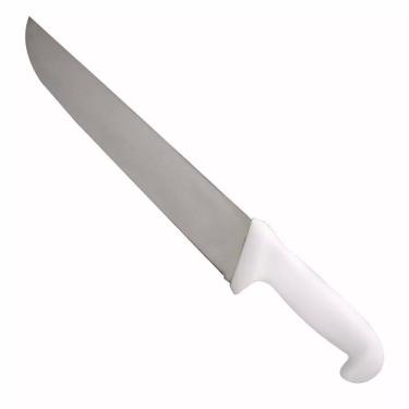 Imagem de Faca Açougueiro Churrasco Cozinha Carne Aço Inox Cabo Branco 12"