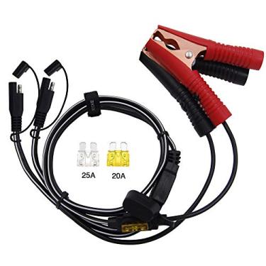 Imagem de SCCKE Bateria jacaré de 14 AWG, clipe de crocodilo para 2 conectores SAE, adaptador de liberação rápida SAE de 12 V