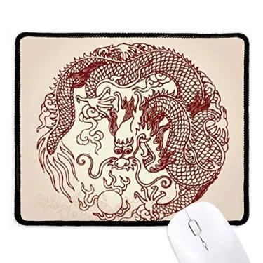 Imagem de Mousepad de dragão chinês com estampa de animal com borda costurada, tapete de borracha para jogos