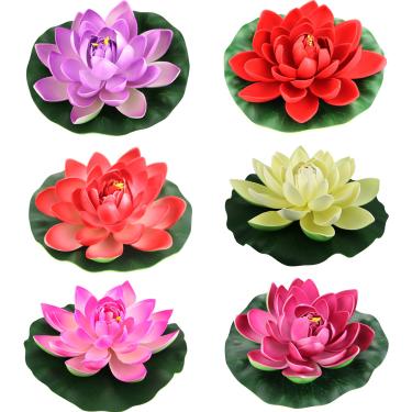 Imagem de (Medium-18cm, 6 Colors-1) - Lightingsky Artificial Floating Foam Lotus Flower Pond Decor Water Lily (6 Colours-1, Meduim-18cm)