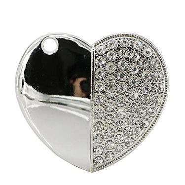 Imagem de Pen Drive USB em forma de coração de 32 GB, unidades USB cartão de memória, pen drive USB 2.0, pen drive, unidade USB, armazenamento de data, disco com zíper, pendrive, pendrive (prata)