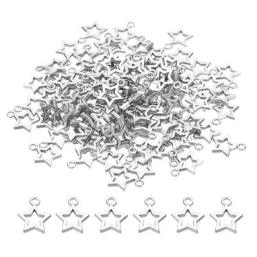 Imagem de PATIKIL Pingente de estrela, mini pingente de metal em forma de estrela para mulher, colar, brinco, pulseira, fabricação de joias e artesanato DIY, Prata, falso