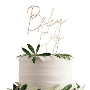 Imagem de Baby Boy Cake Topper - Wooden Oh Boy Cake Topper for Baby Birthday Party/Baby Gender Reveal/Photo Booth Props
