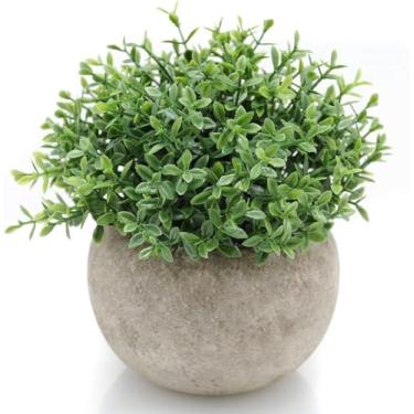 Imagem de Velener Mini plantas artificiais de plástico grama benn em vaso bonsai, plantas falsas, realces de decoração de casa de grama falsa para sala de estar, cozinha, quarto e escritório, verde