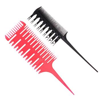 Imagem de Pentes profissionais de 2 estilos, ferramenta de tecelagem de tintura de cabelo para salão de beleza com pacote de pente de 2/3 vias, fácil de usar para aumentar a microtrança de cor - Penteados