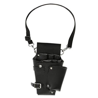 Imagem de Tesoura de cabeleireiro profissional, bolsa de coldre, organizador de barbeiro com cinto ajustável para homens e mulheres - estojo compacto de couro PU para salão de beleza - para cortadores e