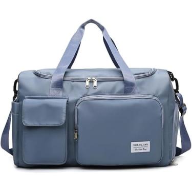 Imagem de Bolsa de Viagem Feminina co porta t?nis, Grande Capacidade, Bolsa de Ombro e Academia (azul)