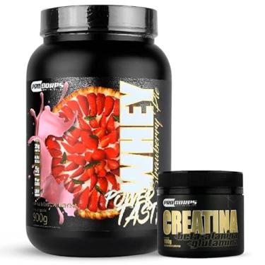 Imagem de Kit Pro Corps Whey 3W Power Taste 900g + Creatina Beta Alanina e Glutamina 100g (900g, Torta de Morango)