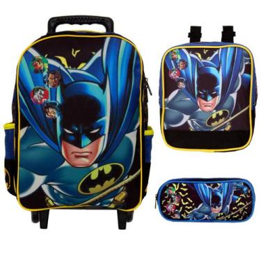 Imagem de Mochila Infantil Rodinhas Aula + Lancheira e Estojo - Batman - TOYS 2U
