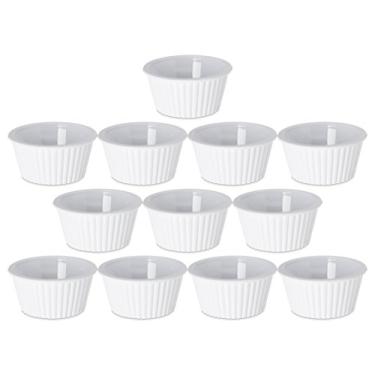 Imagem de Conjunto de Ramekins de Plástico Branco Flutuado Redondo Empilhável 113 g – Perfeito para Qualquer Cozinha para Preparação de Comida ou Pratos de Serviço! - Marca Black Duck!, Branco, 12